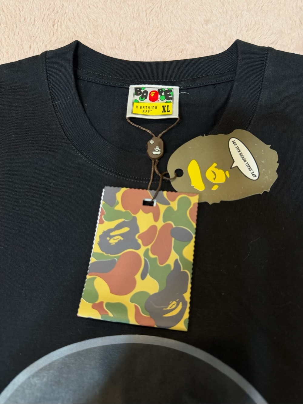 Bape Kids Black Graphic Buddha Face Tee - Picture 2 of 3